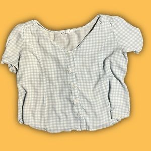 XL, Elodie, light blue, gingham blouse